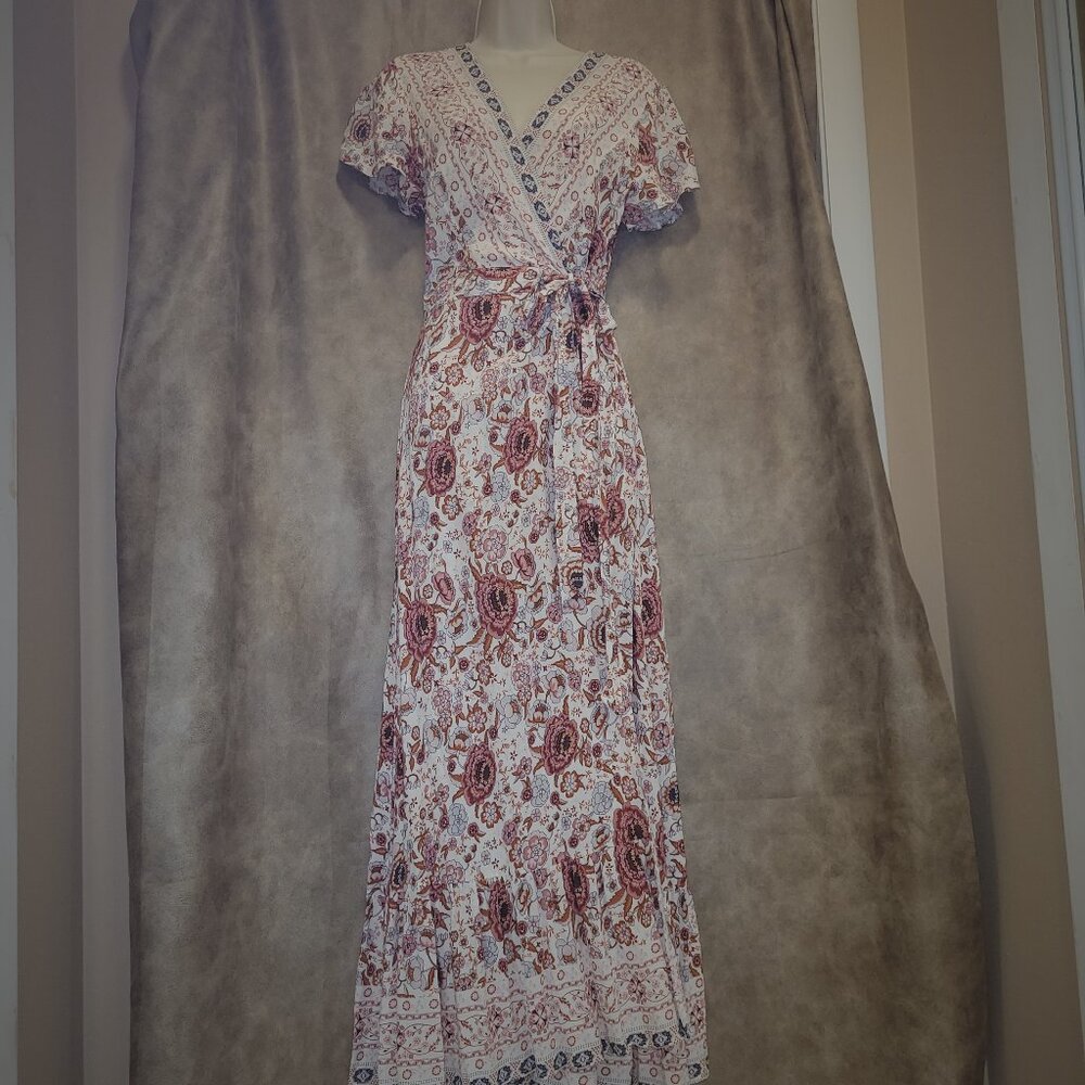 Zesica Country  Floral  Maxi wrap dress